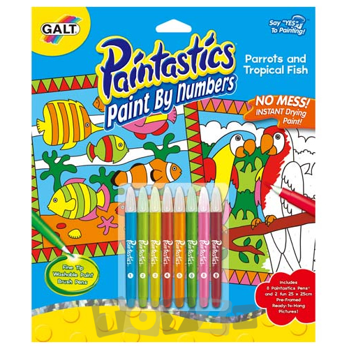 Paintastics: Set tablouri si pensule Parrots and Tropical Fish