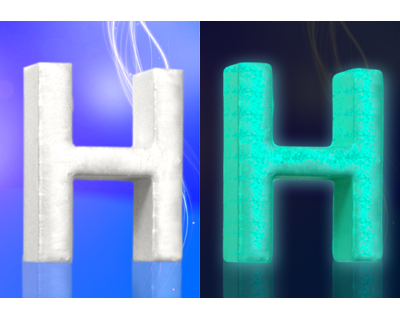 Litera luminoasa in intuneric 3D argintie - H