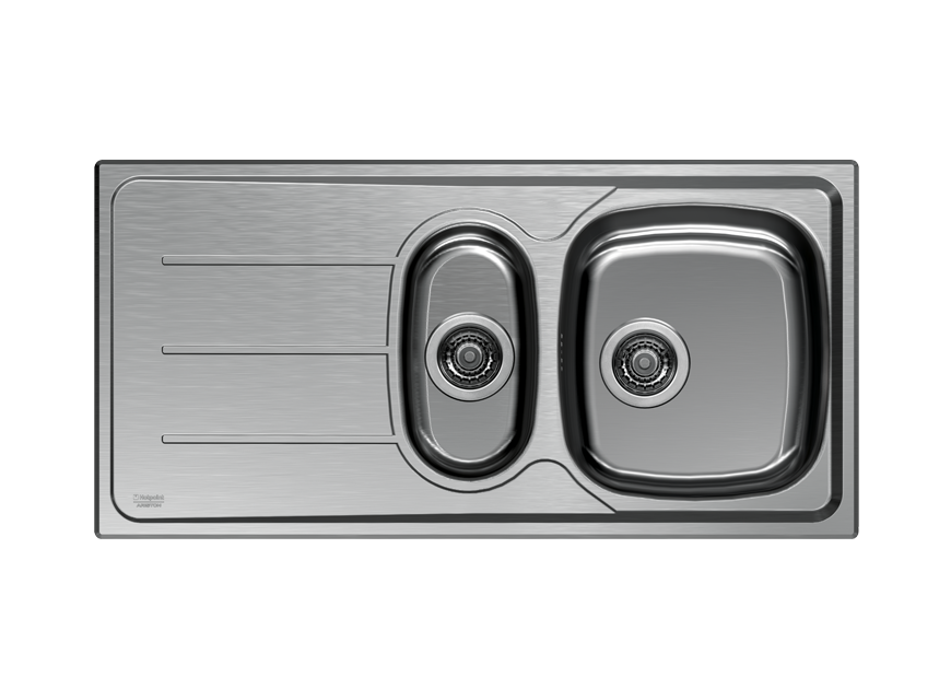 Chiuveta Hotpoint SN 100M2S, 2 cuve, inox, 100 cm latime